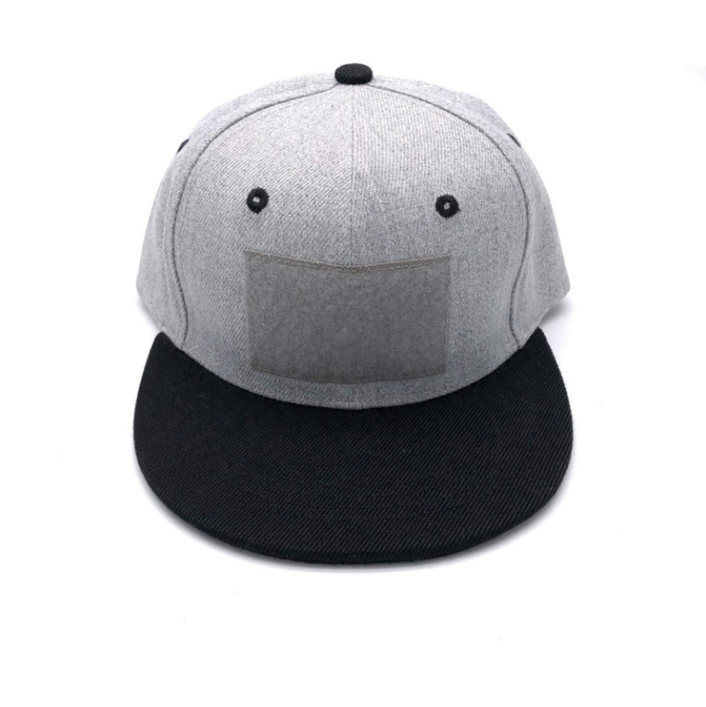 Kid's Gray and Black Hook and Loop Patch Cap